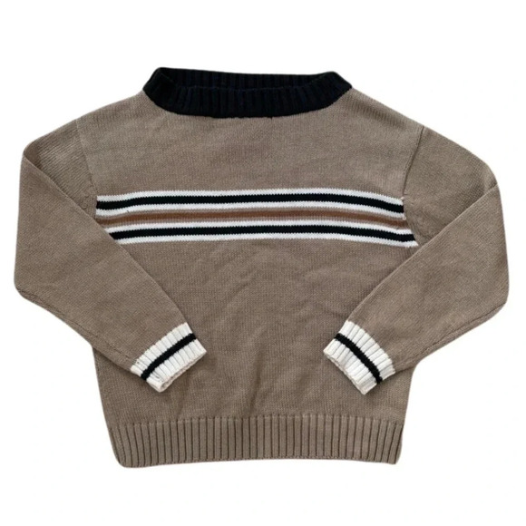 Vintage Other - Vintage Kids Happy Fella Neutral Striped Preppy Sweater Size 4